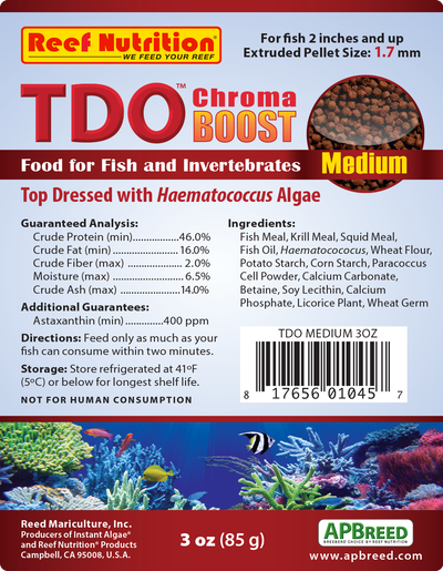 TDO Chroma Boost™ Medium (EP1)  1.7mm Pellets – Reef Nutrition